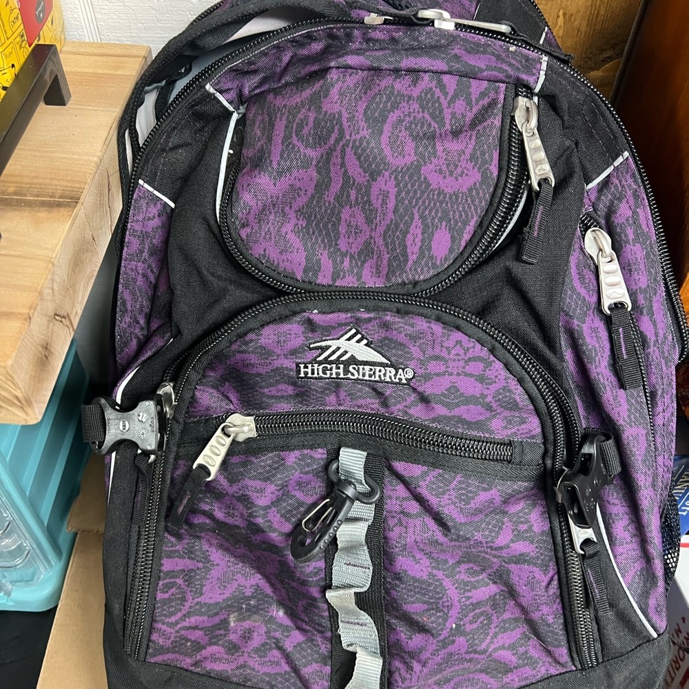 High Sierra Purple and Black Backpack